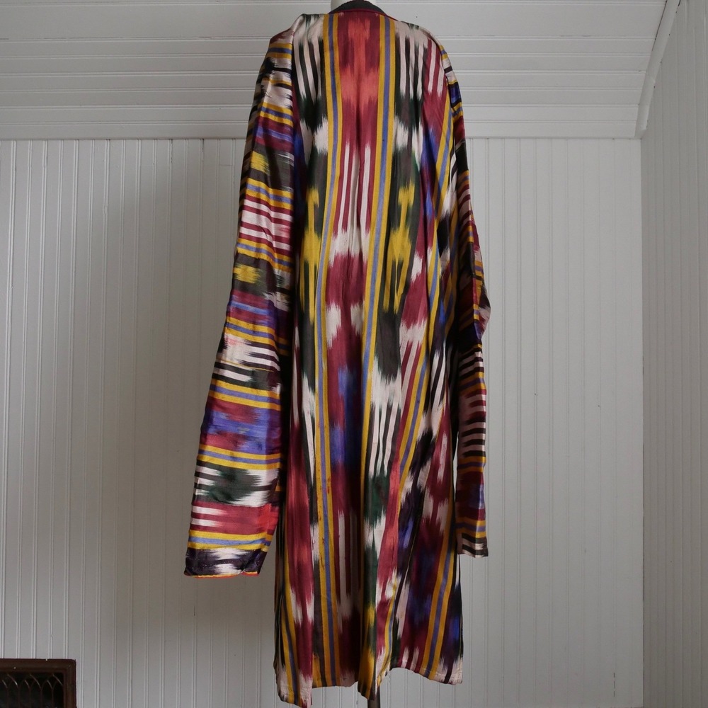 AMAZING antique Uzbekistan ikat dyed silk and calico cotton reversible jacket - Picture 4 of 14